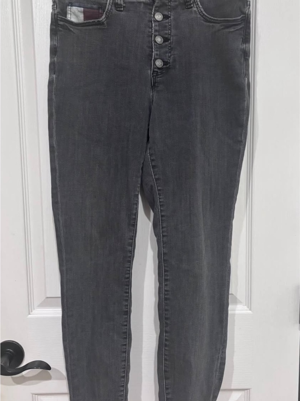 Tommy Hilfiger Women's Dark Gray Skinny Jeans with Button Fly